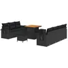 Image de vidaXL Ensemble de canapé de Jardin 10 pcs Noir polyrotin, Canapé modulaire pour Jardin et terrasse, léger, résistant aux UV, Bois d'acacia, mobilier extérieur Chic