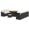 Image de vidaXL Ensemble de canapé de Jardin 10 pcs Noir polyrotin, Canapé modulaire pour Jardin et terrasse, léger, résistant aux UV, Bois d'acacia, mobilier extérieur Chic