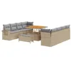 Image de vidaXL Ensemble de canapé de jardin 11 pc Beige Poly rotin | Tu peux le mixer pour l’adapter à ton coin dehors, Idéal pour tous les temps, Modifie la hauteur pour plus de stabilité