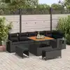 Image de vidaXL Ensemble de canapé de jardin 9 pcs Noir polyrotin