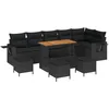 Image de vidaXL Ensemble de canapé de Jardin 10 pcs Noir polyrotin, Salon de Jardin et terrasse, Ensemble Moderne extérieur, Meubles en Acacia, Lounge intempéries, sièges modulaires actuels