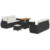 Image de vidaXL Ensemble de canapé de Jardin avec Coussin 9 pcs Noir polyrotin, Canapé modulaire pour Jardin et terrasse, Sofa léger, résistant aux UV, avec rangements intégrés
