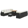 Image de vidaXL Ensemble de canapé de Jardin avec Coussin 11 pcs Noir polyrotin, Salon de Jardin, Meubles modulaires en Rattan, Lounge léger, résistant au UV, avec rangements, Confort Patio