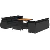 Image de vidaXL Ensemble de canapé de Jardin avec Coussin 11 pcs Noir polyrotin, Canapé modulable d'extérieur, fauteuils en rotin résistants, légers et Parfaits pour Un été détendu au Jardin