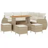 Image de vidaXL Ensemble de canapé de Jardin 9 pcs Beige polyrotin, Mobilier de Jardin et terrasse, Ensemble de Luxe, canapé en rotin, Bois d’Acacia, résistant aux intempéries