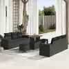 Image de vidaXL Ensemble de canapé de jardin avec coussin 9 pcs Noir Poly rotin