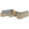 Image de vidaXL Ensemble de canapé de Jardin 11 pcs Beige polyrotin, Salon de Jardin, Moderne et résistant, canapé modulaire, mobilier de Patio léger, Acacia UV
