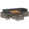 Image de vidaXL Ensemble de canapé de Jardin avec Coussin 9 pcs Gris polyrotin, Mobilier Moderne résistant aux intempéries, Ensemble canapé en Acacia, Salon extérieur, Design modulable