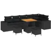 Image de vidaXL Ensemble de canapé de Jardin avec Coussin 9 pcs Noir polyrotin, Mobilier Moderne résistant aux intempéries, Ensemble canapé en Acacia, Salon extérieur, Design modulable