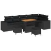 Image de vidaXL Ensemble de canapé de Jardin avec Coussin 9 pcs Noir polyrotin, Mobilier Moderne résistant aux intempéries, Ensemble canapé en Acacia, Salon extérieur, Design modulable
