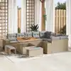 Image de vidaXL Ensemble de canapé de jardin 12 pcs Beige polyrotin