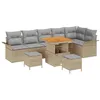Image de vidaXL Ensemble de canapé de Jardin avec Coussin 9 pcs Beige polyrotin, Canapé modulable d'extérieur pour Jardin et terrasse, léger, résistant aux UV, mobilier Durable, Fauteuil Relaxant