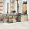 Image de vidaXL Ensemble de canapé de jardin 12 pcs Beige polyrotin