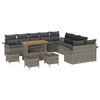Image de vidaXL Ensemble de canapé de Jardin avec Coussin 14 pcs Gris polyrotin, Ensemble Canapé Al Fresco, mobilier de Jardin Moderne, Assise modulable résistante aux intempéries, Design léger en Acacia