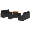 Image de vidaXL Ensemble de canapé de Jardin avec Coussin 9 pcs Noir polyrotin, Jardin et Terrasse, Canapé Modulaire Moderne, Mobilier Légère, Résistant aux UV, Assise Patio Fun
