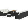Image de vidaXL Ensemble de canapé de Jardin avec Coussin 10 pcs Noir polyrotin, Canapé modulable de Jardin et terrasse, mobilier léger en rotin, Table à Manger Ajustable, résistant aux UV
