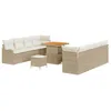 Image de vidaXL Ensemble de canapé de Jardin 11 pcs Beige polyrotin, Canapé d'extérieur Moderne, résistant, Convertible, pour Jardin et terrasse, idéal pour se détendre