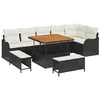 Image de vidaXL Ensemble de canapé de Jardin 9 pcs Noir polyrotin, Canapé modulable Moderne pour Jardin, mobilier extérieur résistant, matériaux Anti-UV, sièges Confortables