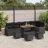 Image de vidaXL Ensemble de canapé de jardin avec coussin 10 pcs Noir polyrotin