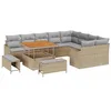 Image de vidaXL Ensemble de canapé de Jardin 12 pcs Beige polyrotin, Salon de Jardin et terrasse, Durable, canapé modulable extérieur, résistant aux UV, mobilier Acacia