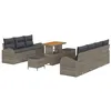 Image de vidaXL Ensemble de canapé de Jardin avec Coussin 10 pcs Gris polyrotin, Salon de Jardin et terrasse, canapé en Poly rotin, Ensemble résistant aux intempéries, Table réglable