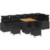 Image de vidaXL Ensemble de canapé de Jardin avec Coussin 9 pcs Noir Poly rotin, Canapé Moderne pour Jardin et terrasse, mobilier léger, résistant aux intempéries, protège du UV