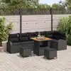 Image de vidaXL Ensemble de canapé de jardin avec coussin 9 pcs Noir polyrotin