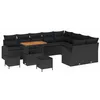 Image de vidaXL Ensemble de canapé de Jardin 12 pcs Noir Poly rotin, Canapé d'extérieur Moderne, mobilier de Jardin stylé, Robuste, résistant aux intempéries, en Bois d'acacia