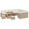 Image de vidaXL Ensemble de canapé de Jardin 12 pcs Beige Poly rotin, Canapé d'extérieur Moderne, mobilier de Jardin stylé, Robuste, résistant aux intempéries, en Bois d'acacia