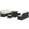 Image de vidaXL Ensemble de canapé de Jardin avec Coussin 9 pcs Noir polyrotin, Canapé de Jardin et terrasse, Moderne, modulaire, matériaux résistants aux UV pour se détendre à l'extérieur