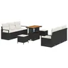Image de vidaXL Ensemble de canapé de Jardin avec Coussin 9 pcs Noir Poly rotin, Canapé de Jardin et terrasse, Moderne, modulaire, matériaux résistants aux UV pour se détendre à l'extérieur