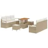 Image de vidaXL Ensemble de canapé de Jardin avec Coussin 9 pcs Beige polyrotin, Ensemble de Jardin, canapé modulaire Moderne pour se détendre, matériaux résistants aux UV, idéal pour la terrasse