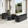 Image de vidaXL Ensemble de canapé de jardin avec coussin 10 pcs Noir polyrotin