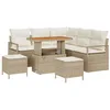 Image de vidaXL Ensemble de canapé de Jardin 8 pcs Beige Poly rotin, Ensemble de Meubles de Jardin Moderne, léger, résistant aux UV, avec Chaise Longue et Table Ajustable