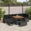 Image de vidaXL Ensemble de canapé de jardin avec coussin 9 pcs Noir Poly rotin