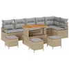 Image de vidaXL Ensemble de canapé de Jardin 10 pcs Beige Poly rotin, Mobilier extérieur Moderne, résistant aux intempéries, avec Sofa et Table réglable, Style Tendance pour Jardin ou terrasse