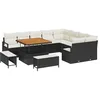 Image de vidaXL Ensemble de canapé de Jardin avec Coussin 12 pcs Noir polyrotin, Ensemble de canapés modulaires pour Jardin et terrasse, mobilier extérieur résistant, Table Ajustable