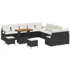 Image de vidaXL Ensemble de canapé de Jardin 13 pcs Noir Poly rotin, Meuble de Jardin en Acacia, Moderne et léger, résistant UV, modulable, idéal pour l'extérieur