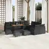 Image de vidaXL Ensemble de canapé de jardin avec coussin 14 pcs Noir polyrotin