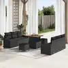 Image de vidaXL Ensemble de canapé de jardin avec coussin 9 pcs Noir polyrotin