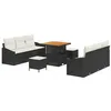 Image de vidaXL Ensemble de canapé de Jardin avec Coussin 9 pcs Noir Poly rotin, Sofa modulaire Durable pour Jardin et terrasse, matériaux résistants UV, Table réglable, Salon extérieur