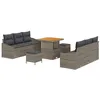 Image de vidaXL Ensemble de canapé de Jardin avec Coussin 9 pcs Gris Poly rotin, Sofa modulaire Durable pour Jardin et terrasse, matériaux résistants UV, Table réglable, Salon extérieur
