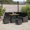 Image de vidaXL Ensemble de canapé de jardin avec coussin 8 pcs Noir polyrotin