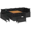 Image de vidaXL Ensemble de canapé de Jardin avec Coussin 9 pcs Noir Poly rotin, Set de Jardin et terrasse, canapé modulable Moderne, Table Acacia légère, Meuble extérieur résistant UV