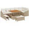 Image de vidaXL Ensemble de canapé de Jardin 9 pcs Beige Poly rotin, Set de Jardin et terrasse, canapé modulable Moderne, Table Acacia légère, Meuble extérieur résistant UV