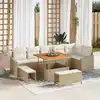 Image de vidaXL Ensemble de canapé de jardin avec coussin 9 pcs Beige polyrotin