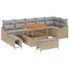 Image de vidaXL Ensemble de canapé de Jardin 9 pcs Beige Poly rotin, Set de Jardin et terrasse, canapé modulable Moderne, Table Acacia légère, Meuble extérieur résistant UV