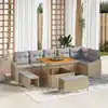 Image de vidaXL Ensemble de canapé de jardin avec coussin 9 pcs Beige polyrotin