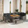 Image de vidaXL Ensemble de canapé de jardin avec coussin 9 pcs Gris polyrotin