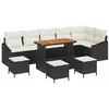 Image de vidaXL Ensemble de canapé de Jardin 10 pcs Noir Poly rotin, Set de Jardin et terrasse, canapé modulable Moderne, Table Acacia légère, Meuble extérieur résistant UV